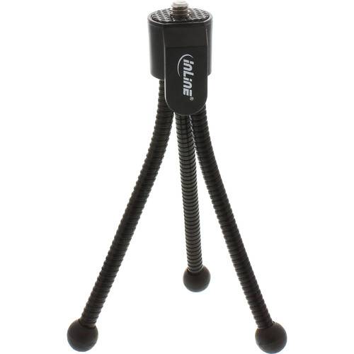 Ein schwarzes Tischstativ mit flexiblen, verstellbaren Beinen und Gummifüßen. Der Markenname 'inLine' ist auf dem Befestigungskopf aufgedruckt.