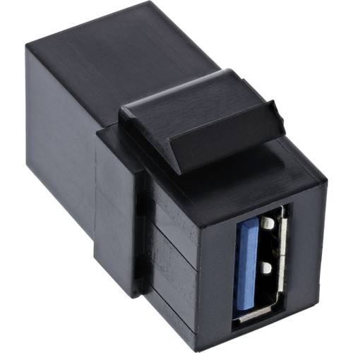 InLine® USB 3.1 Keystone Einsatz, USB-A Buchse / Buchse, gewinkelt, schwarz Installation / Bauteile