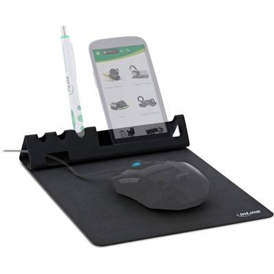 InLine® Multifunktions-Mauspad mit Smartphone- und Stiftehalter, schwarz, faltbar Halterungen / / /