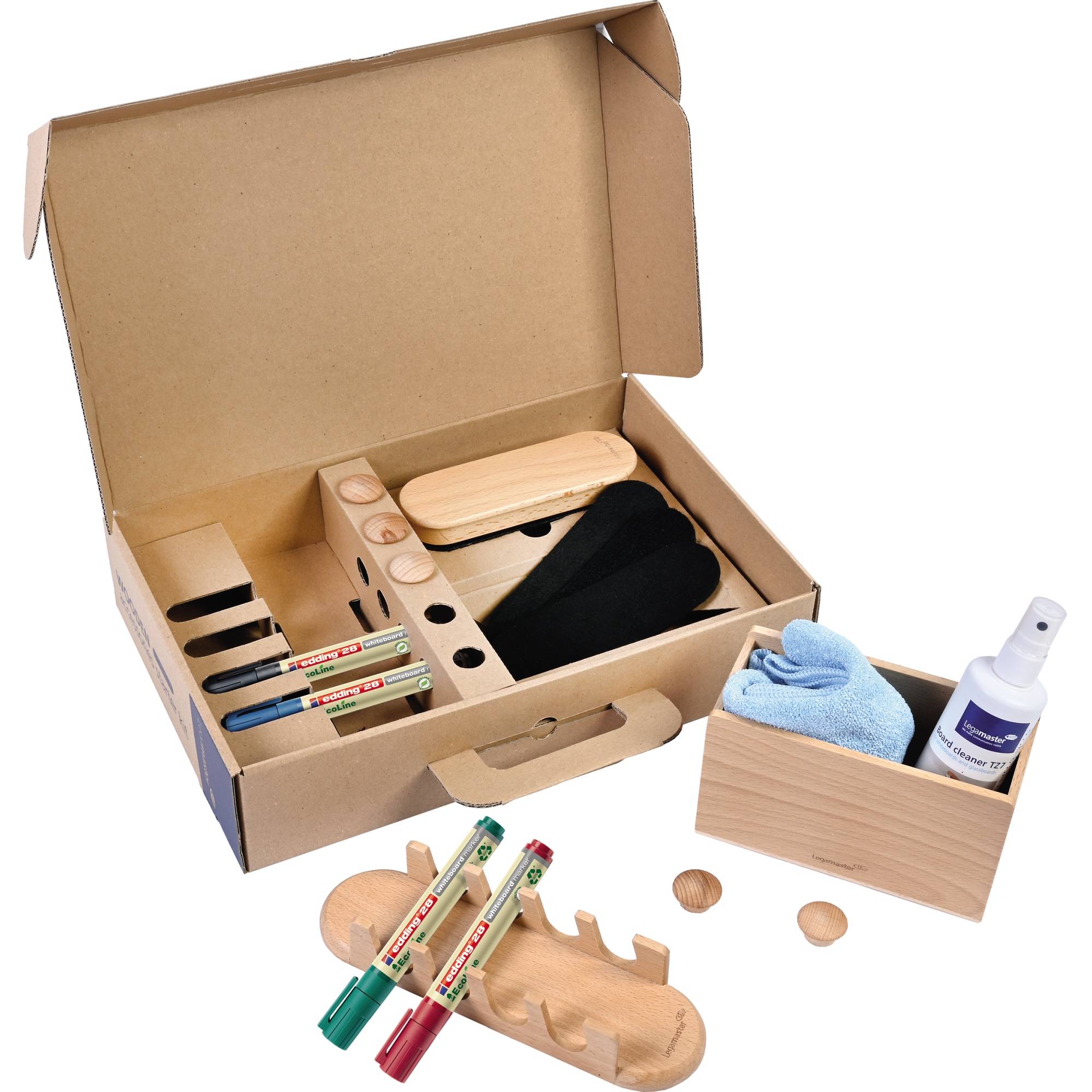 LEGAMASTER WOODEN Whiteboard Starterset 17-teilig - Zubehörset - FSC mix 70% - 214 mm - 333 mm - 74 mm - 890 g