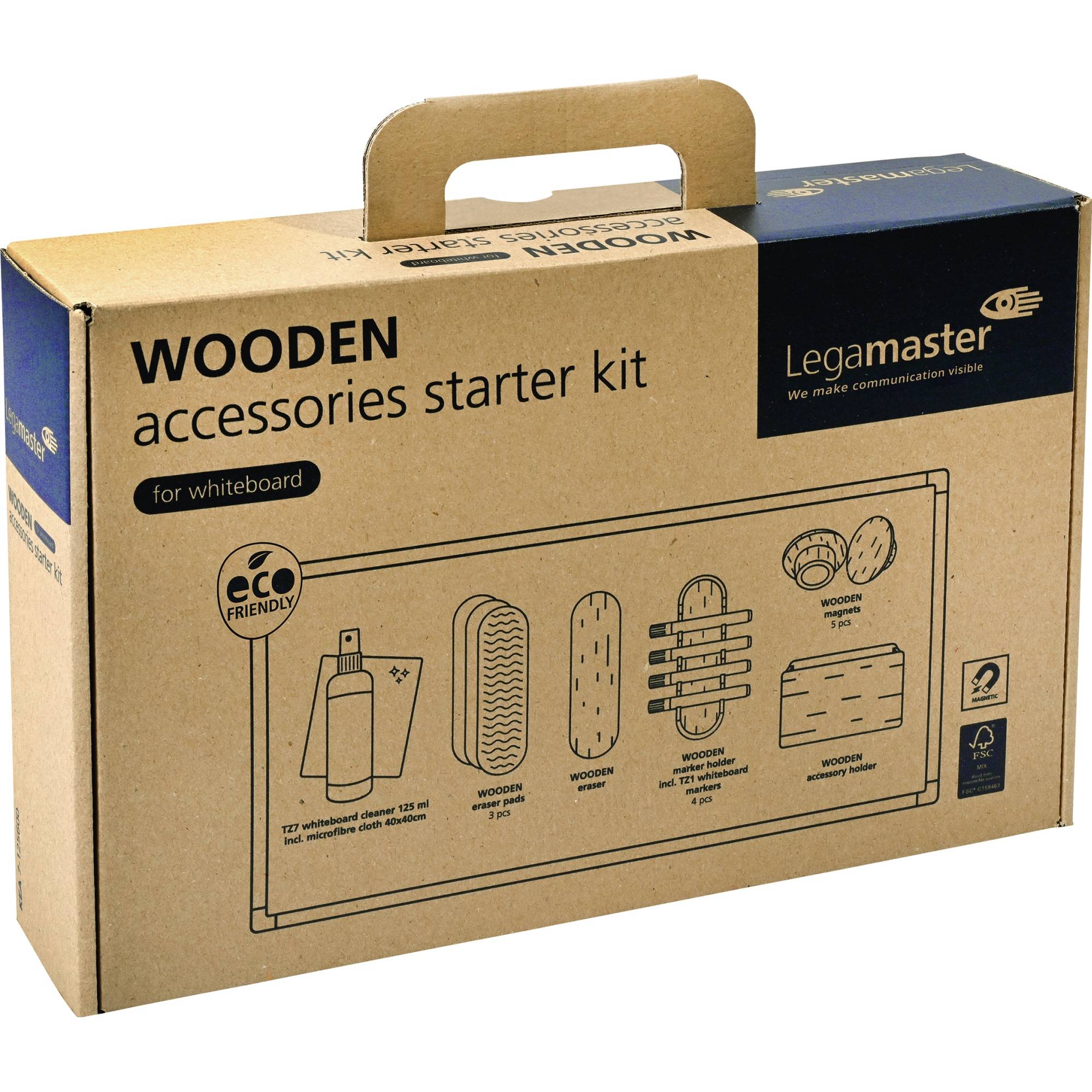 LEGAMASTER WOODEN Whiteboard Starterset 17-teilig - Zubehörset - FSC mix 70% - 214 mm - 333 mm - 74 mm - 890 g