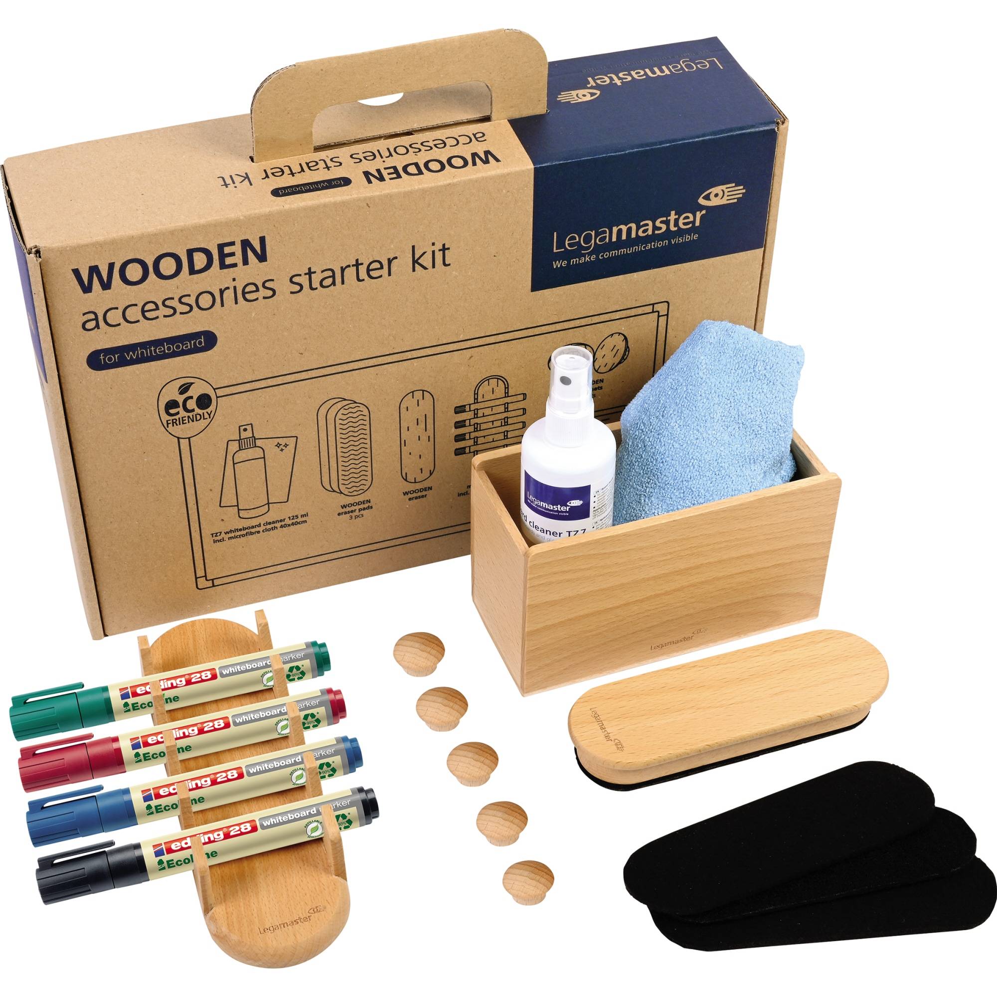 LEGAMASTER WOODEN Whiteboard Starterset 17-teilig - Zubehörset - FSC mix 70% - 214 mm - 333 mm - 74 mm - 890 g