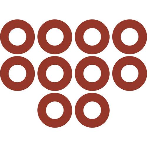 Zehn rote Kreise in einer V-Form angeordnet.