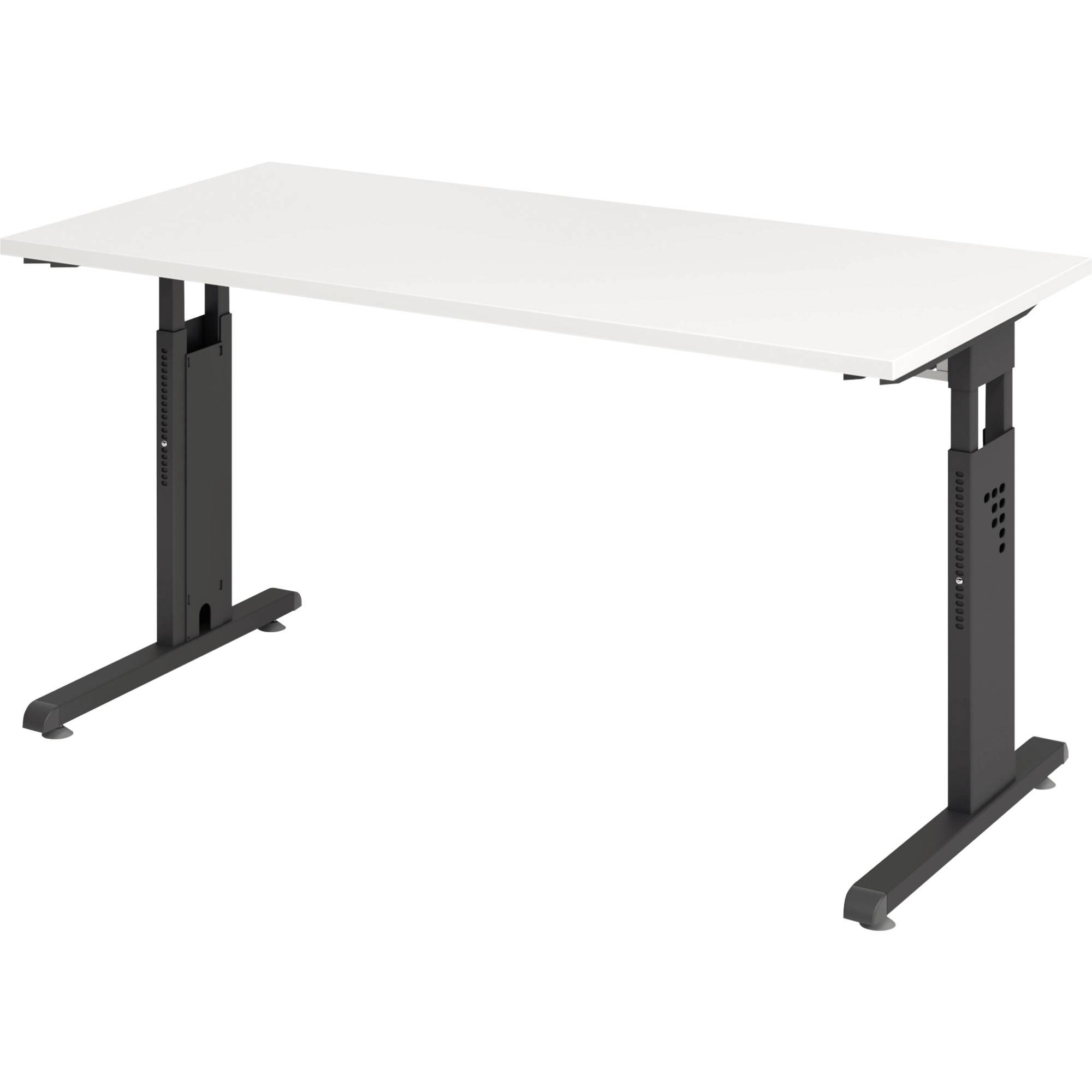 Hammerbacher Schreibtisch VOS614/W/G C-Fuß 140x67cm weiß/gr