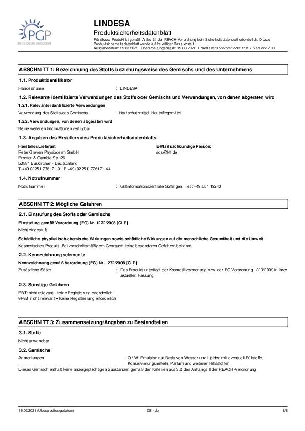 Hautschutz-/pflegecreme LINDESA® PROFESSIONAL 50ml zieht schnell ein,silikonfrei