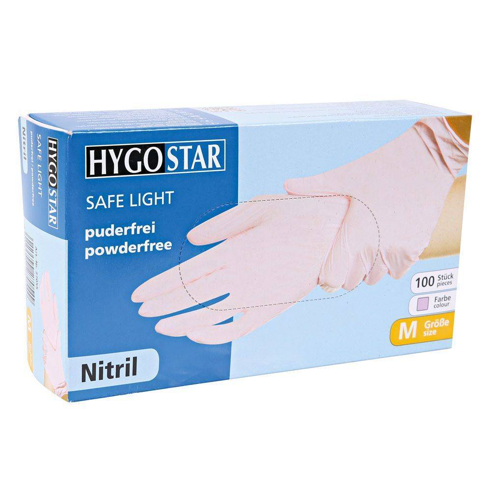 Hygostar Safe Light Nitril-Einweghandschuh puderfrei unsteril (100 Stk.) Farbe: Rosa, Gr. 7 (S)