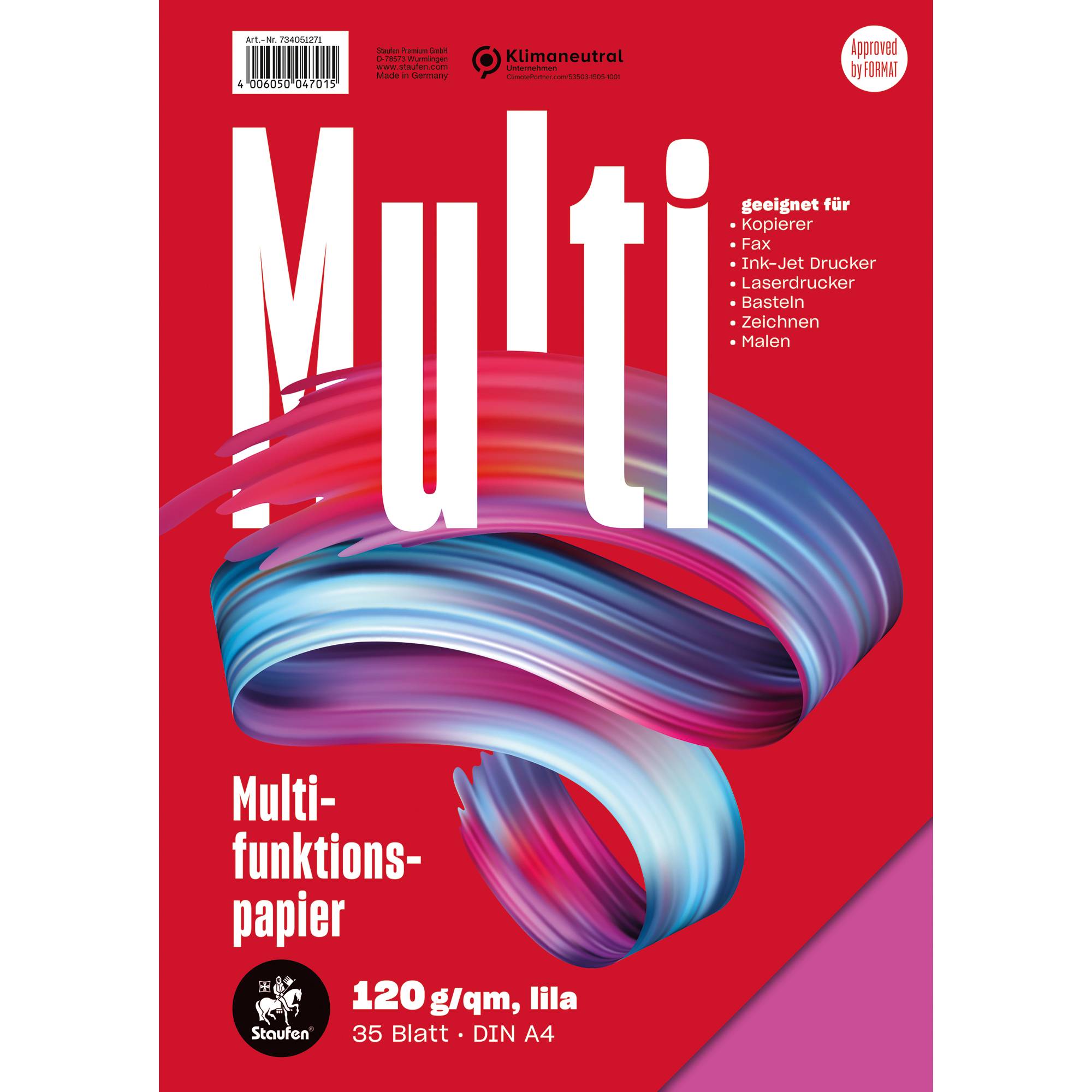 Staufen Multifunktionspapier 7X 734051271 A4 120g lila 35Bl.