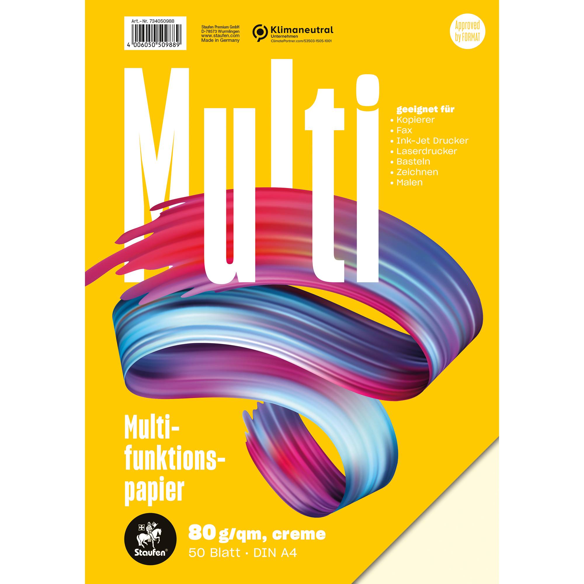 Staufen Multifunktionspapier 7X 734050988 A4 80g creme 50Bl.