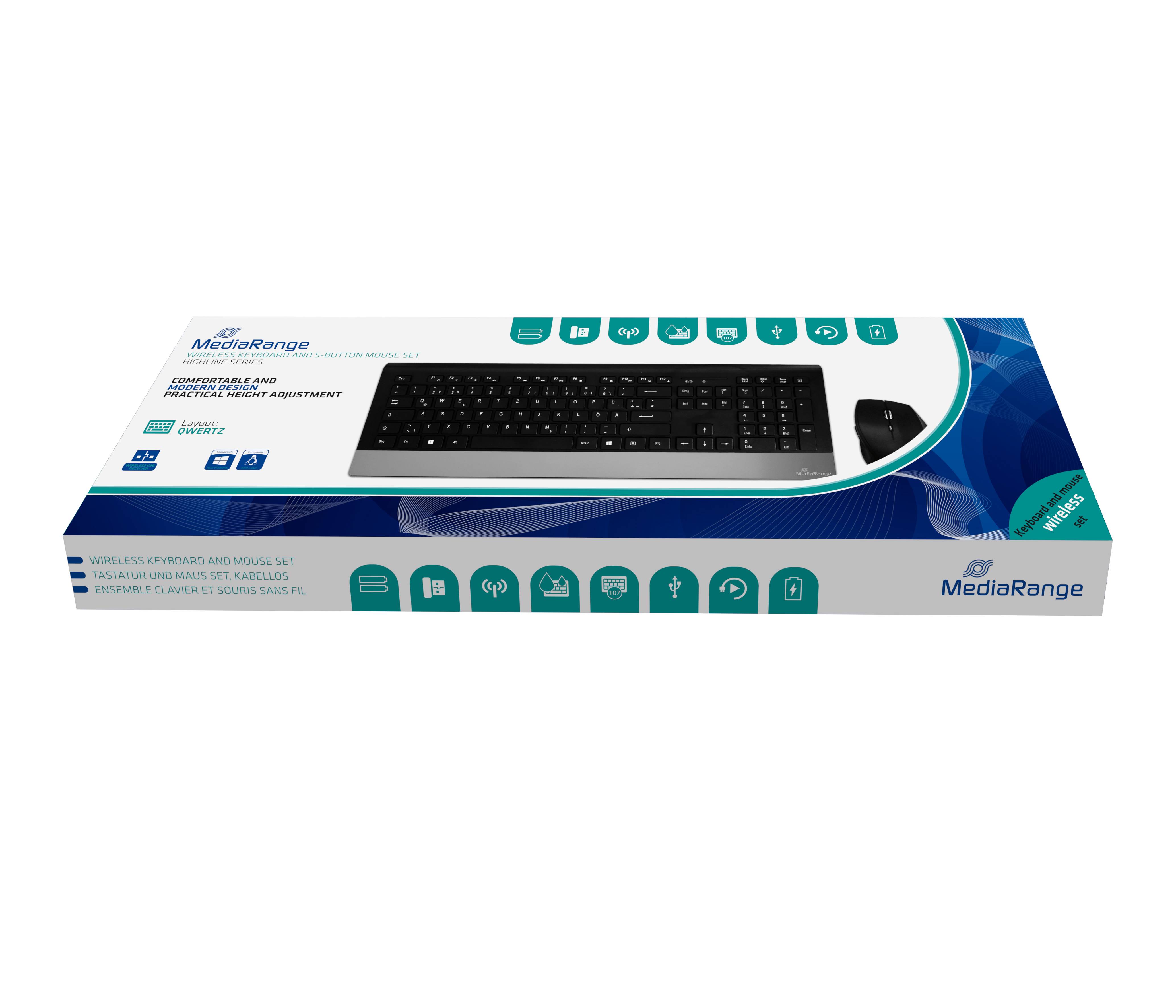 MediaRange MROS105 - Tastatur-und-Maus-Set - kabellos