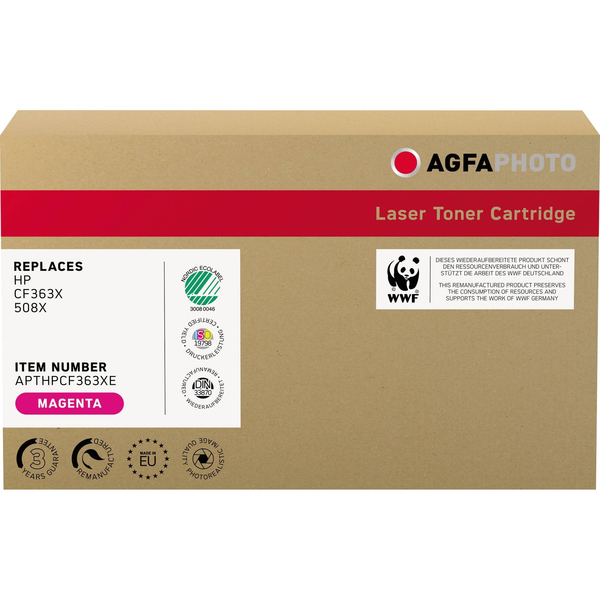 AgfaPhoto Toner APTHPCF363XE wie HP CF363X 508X magenta
