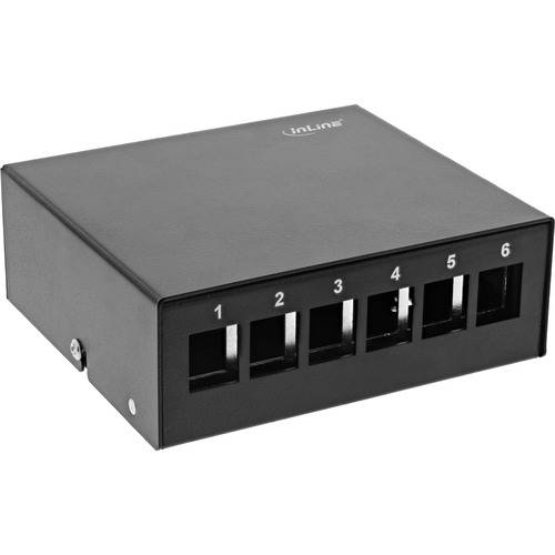InLine® Patchfeld-Dose Aufputz für 6x Keystone RJ45, Metall, schwarz RAL9005 Patchfelder