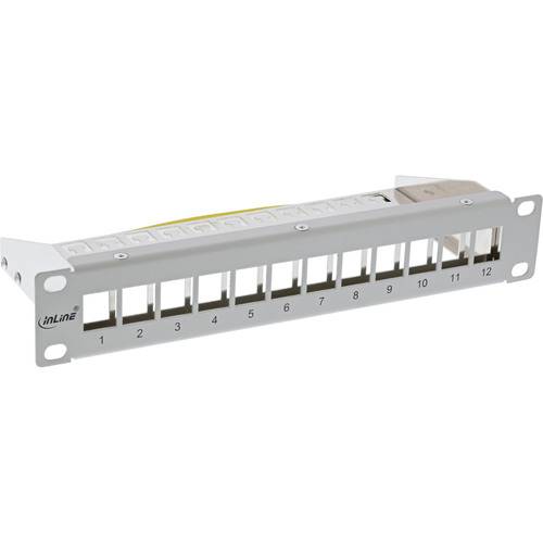 InLine® 10 Patchpanel Leerblech 12x, für Keystone Module, 1HE, RAL7035 grau Netzwerk-Infrastruktur