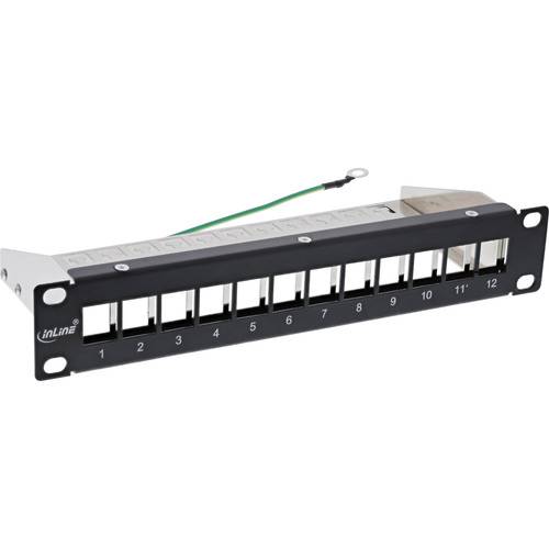 InLine® 10 Patchpanel Leerblech 12x, für Keystone Module, 1HE, RAL9005 schwarz Zubehör Stand- /