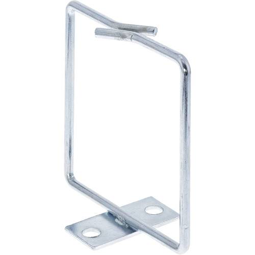 Eine Metallhalterung zum Montieren oder Abstützen von Objekten mit rechteckiger Form, Basis und zwei Schrauchlöchern.