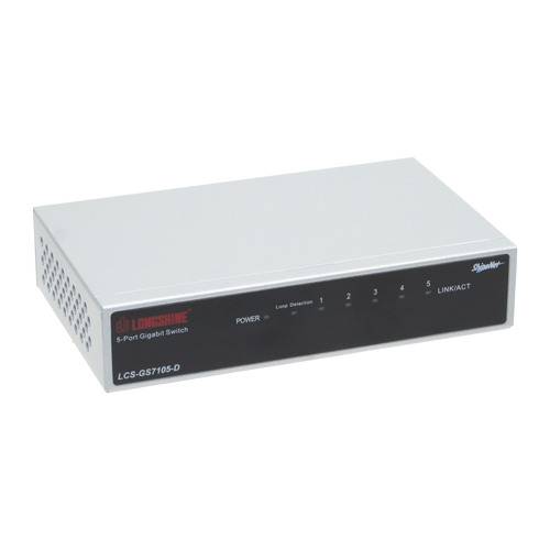 Longshine Gigabit Switch, 5-Port, LCS-GS7105-E Metall Netzwerk-Infrastruktur Switches