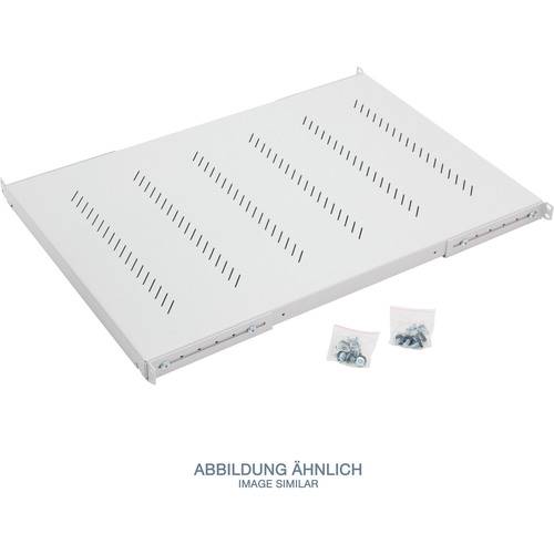 Bild eines weißen, belüfteten Regals mit mitgelieferten Befestigungsschrauben. Text darunter liest: „ABBILDUNG ÄHNLICH