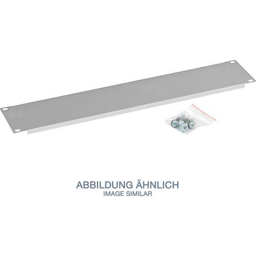 Graues Metallrackpanel mit Befestigungslöchern, dargestellt mit einem kleinen Beutel mit Schrauben. Der Text darunter liest sich „IMAGE SIMILAR