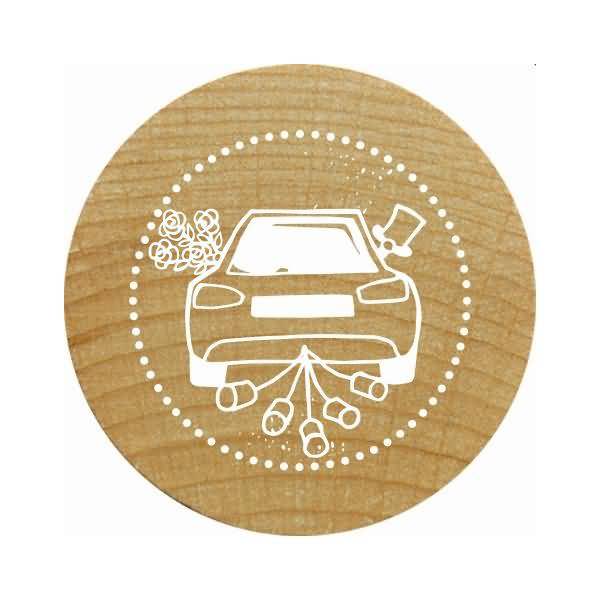 Stempel Woodies Auto mit Blechbüchsen