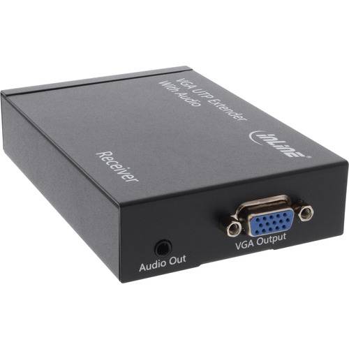 Ein schwarzer VGA-UTP-Verlängerer mit der Bezeichnung „Receiver