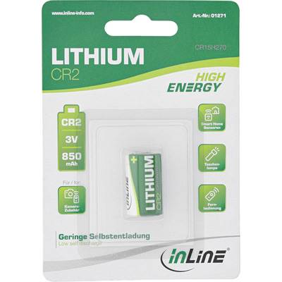 InLine® Lithium High Energy Batterie, Fotobatterie, CR2, 3V 850mAh, 1er Pack Strom / Energie / &