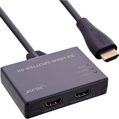 InLine® HDMI Splitter/Verteiler, 2-fach, 4K/60Hz, mit integriertem Kabel Signalsteuerung Signale /