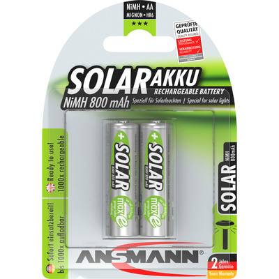 ANSMANN 5035513 NiMH-Akku Mignon AA, SOLAR, 800mAh, 2er-Pack Strom / Energie / Licht Akkus