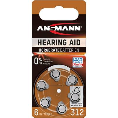 ANSMANN 5013233 Knopfzelle AZA312 1,4V Zink-Air, 6er-Pack Strom / Energie / Licht Knopfzellen