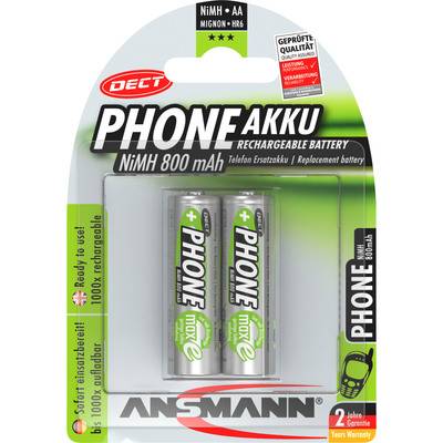 ANSMANN 5030902 NiMH-Akku Mignon AA, Phone DECT, 800mAh, 2er-Pack Strom / Energie / Licht Akkus