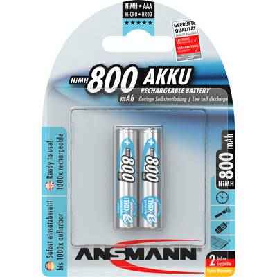 ANSMANN 5030982 NiMH-Akku Micro AAA, maxE, 800mAh, 2er-Pack Strom / Energie / Licht Akkus