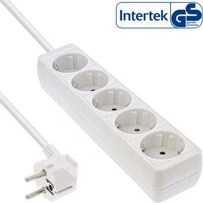 InLine® Steckdosenleiste, 5-fach Schutzkontakt, weiß, 1,5m Strom / Energie / Licht