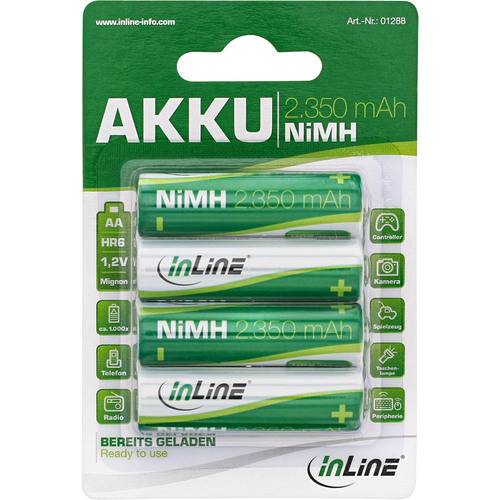 InLine® NiMH-Akku, Mignon (AA), 2350mAh, im 4er Blister Strom / Energie / Licht Akkus & Batterien