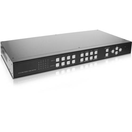 8x8 Seamloses HDMI-Matrix' mit Anzeigen für Eingangs- und Ausgangsauswahl und Schaltflächen zum Wechsel zwischen Quellen.