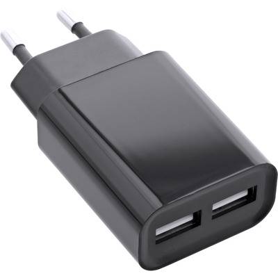 InLine® USB Ladegerät DUO, Netzteil 2-fach, 100-240V zu 5V/2.1A, schwarz Strom / Energie / Licht
