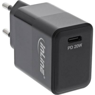 InLine® USB PD Netzteil Ladegerät Single USB-C, Power Delivery, 20W, schwarz Strom / Energie / USB