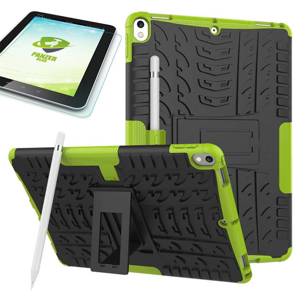 Hybrid Outdoor Schutzhülle Grün für Apple iPad Pro 10.5 2017 Tasche + 0.4 H9 Hartglas