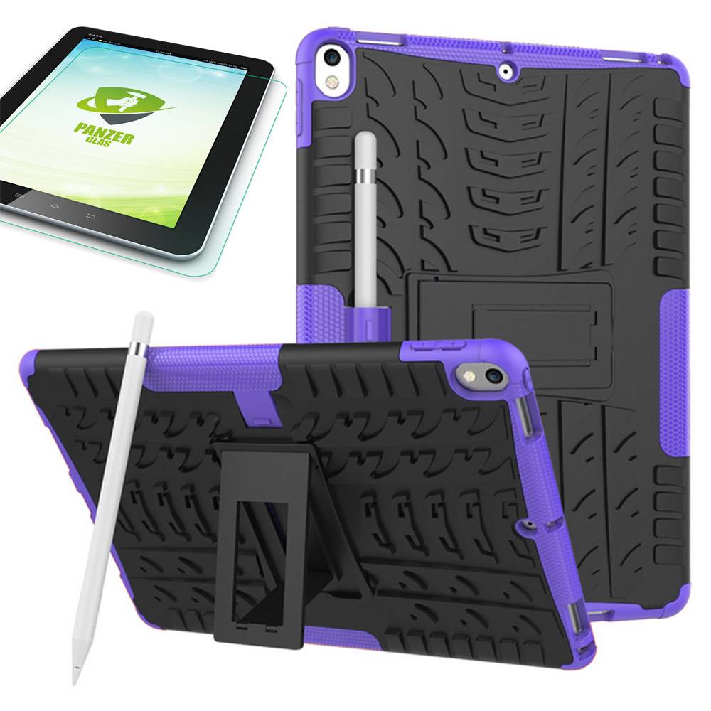 Hybrid Outdoor Schutzhülle Lila für Apple iPad Pro 10.5 2017 Tasche + 0.4 H9 Hartglas