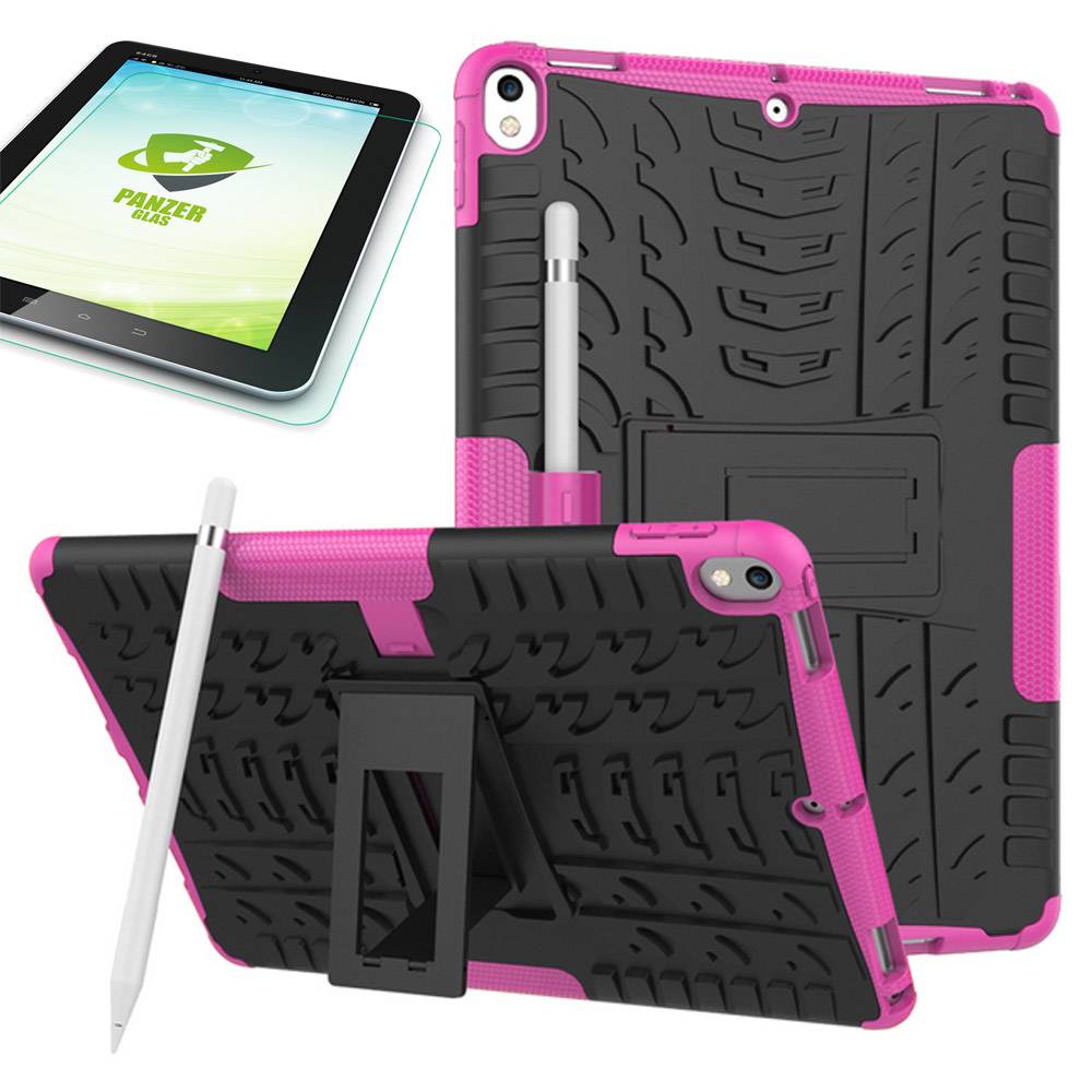 Hybrid Outdoor Schutzhülle Pink für Apple iPad Pro 10.5 2017 Tasche + 0.4 H9 Hartglas