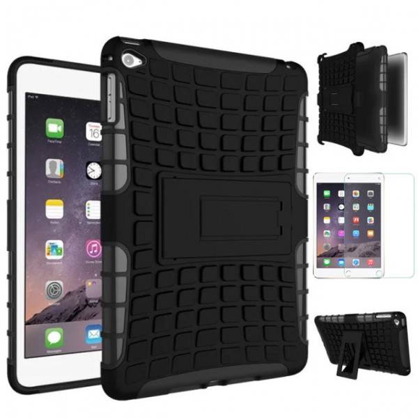 Für Apple iPad Mini 5 7.9 2019 Hybrid Outdoor Schutzhülle Schwarz Tasche + 0.3 H9 Schutzglas