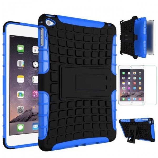 Für Apple iPad Mini 5 7.9 2019 Hybrid Outdoor Schutzhülle Blau Tasche + 0.3 H9 Schutzglas