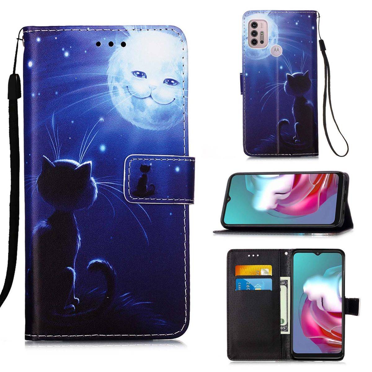 Für Motorola Moto G30 / G10 / G10 Power Kunstleder Handy Tasche Book Motiv 1 Schutz Hülle Case Cover Etui Neu