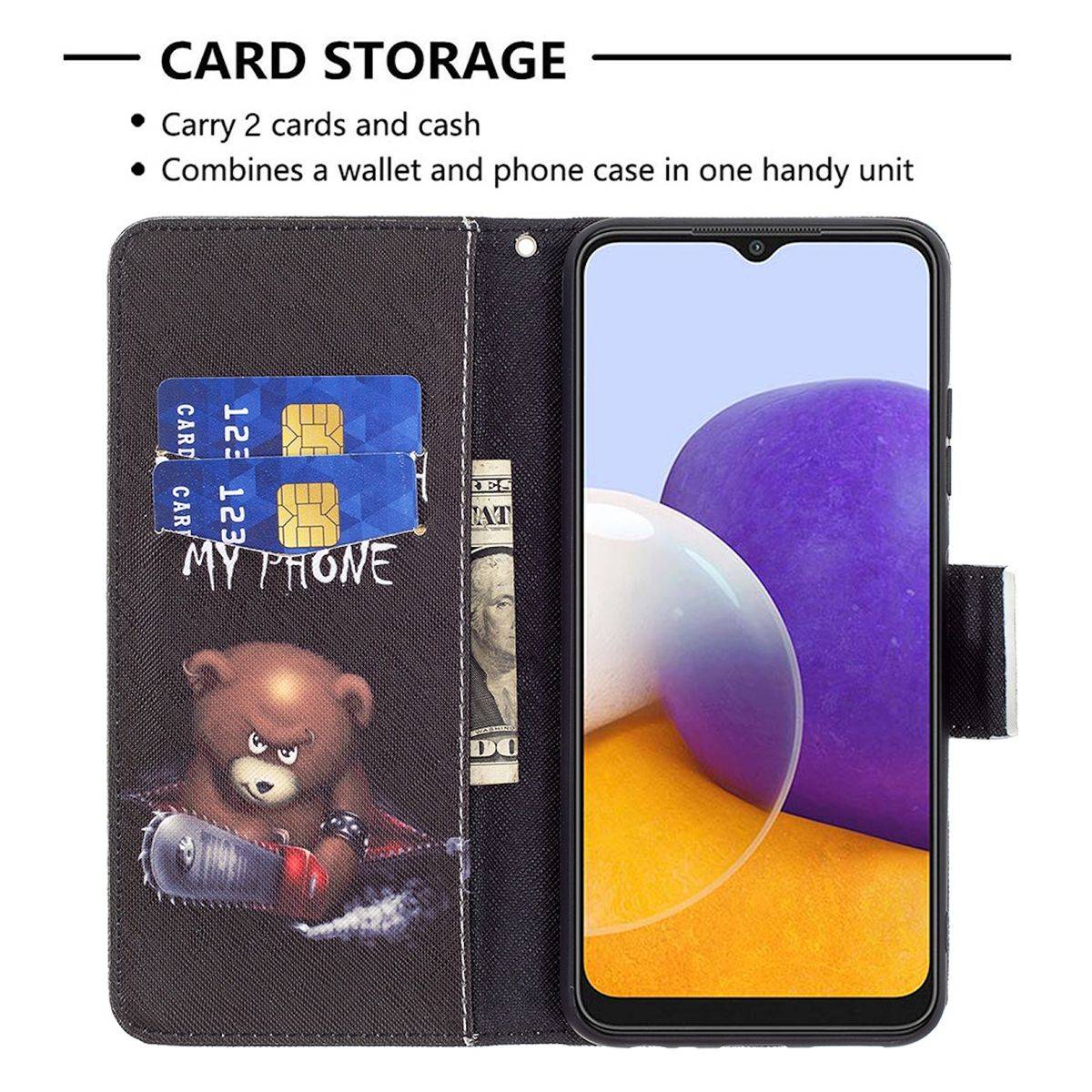 Für Samsung Galaxy A22 5G Kunstleder Handy Tasche Book Motiv 1 Schutz Hülle Case Cover Etui Neu