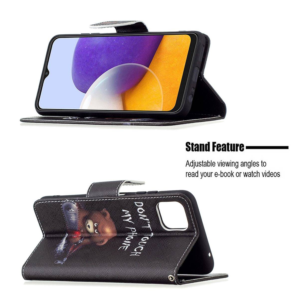 Für Samsung Galaxy A22 5G Kunstleder Handy Tasche Book Motiv 1 Schutz Hülle Case Cover Etui Neu