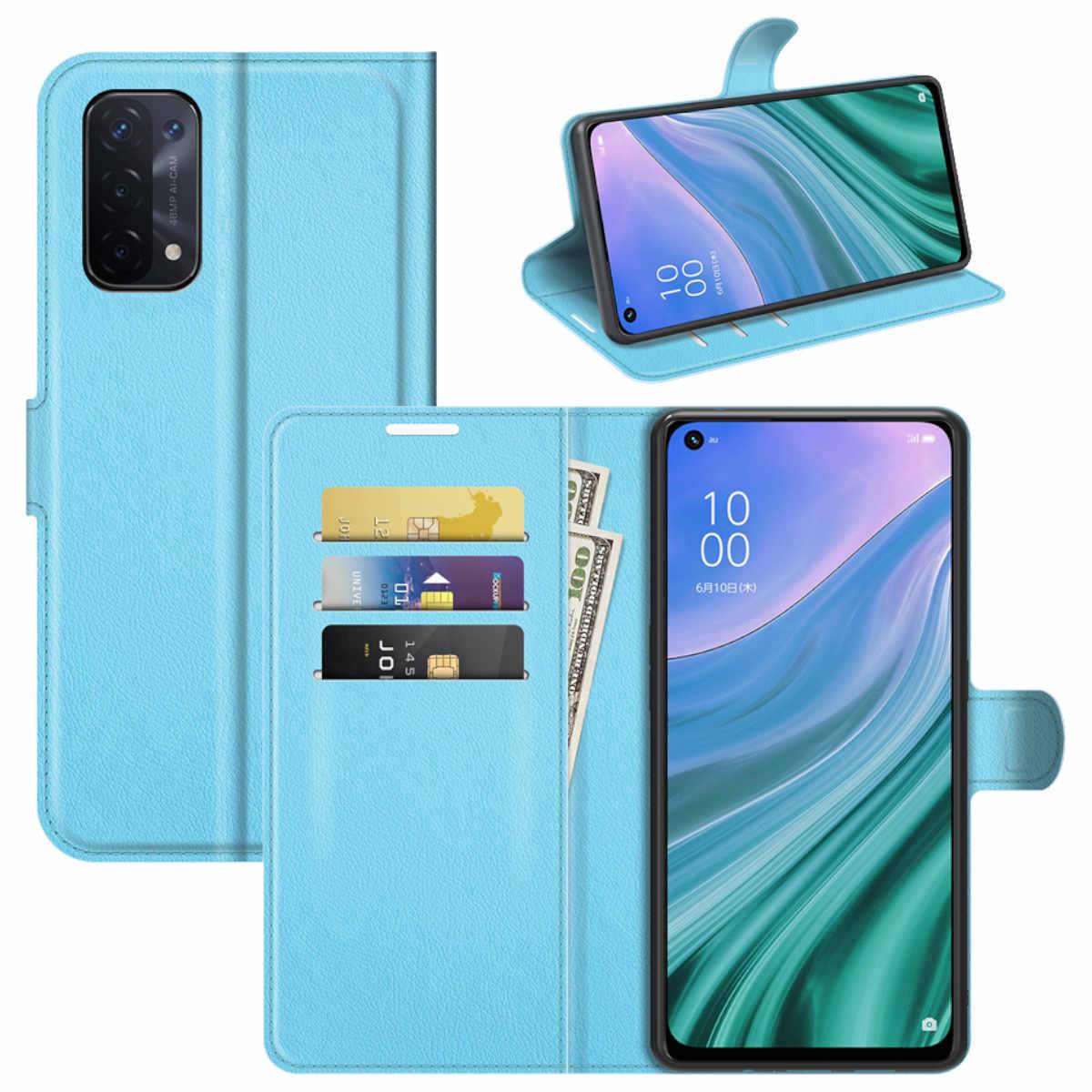 Für Oppo A54 5G / A74 5G Handy Tasche Wallet Premium Blau Schutz Hülle Case Cover Etuis Neu Zubehör
