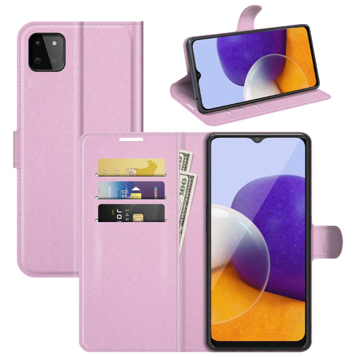 Für Samsung Galaxy A22 5G Handy Tasche Wallet Premium Rosa Schutz Hülle Case Cover Etuis Neu Zubehör