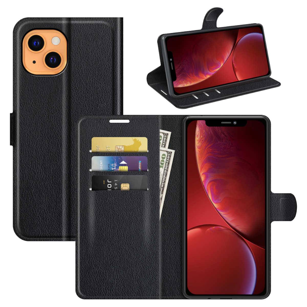 Für Apple iPhone 13 Handy Tasche Wallet Premium Schwarz Schutz Hülle Case Cover Etuis Neu Zubehör