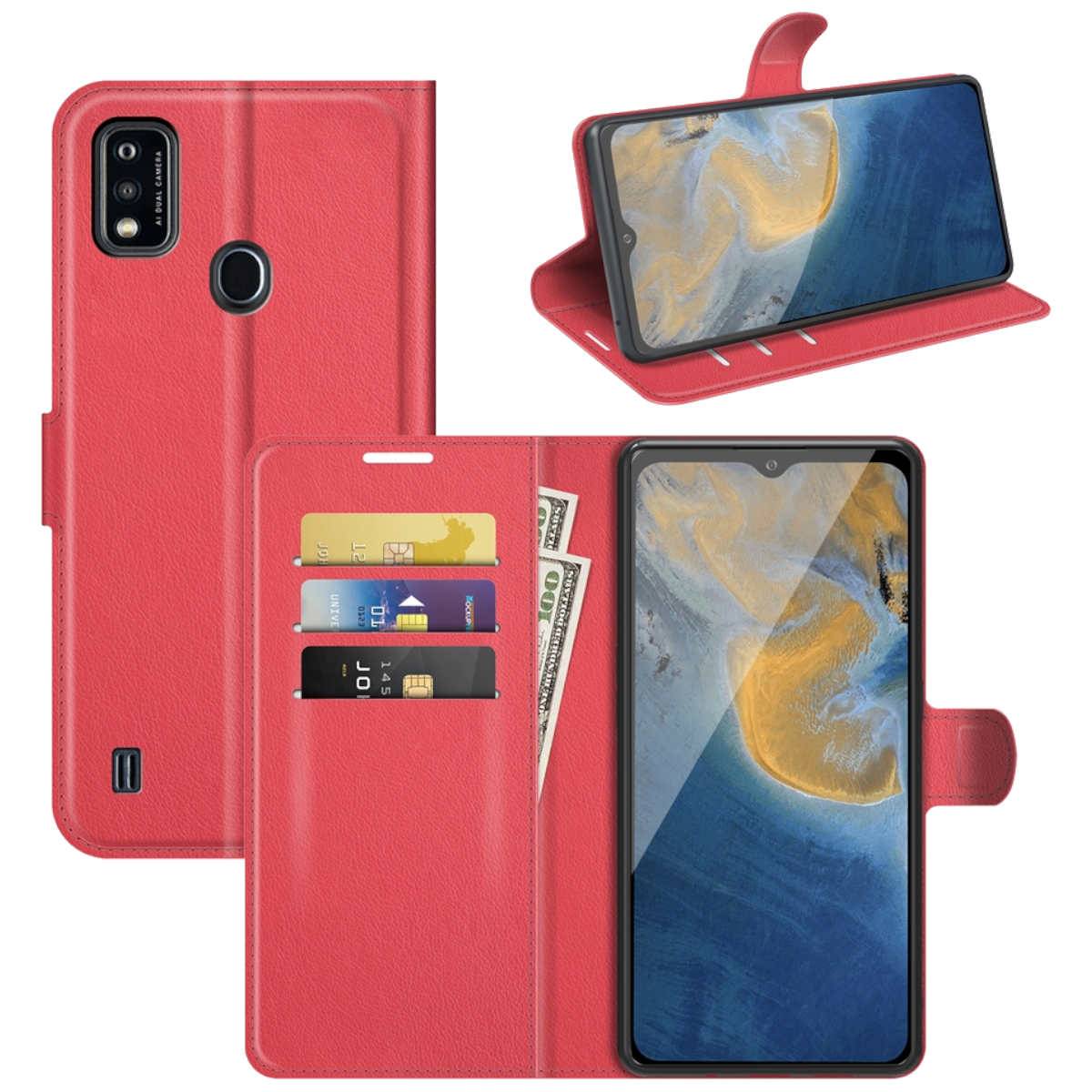 Für ZTE Blade A51 Handy Tasche Wallet Premium Rot Schutz Hülle Case Cover Etuis Neu Zubehör