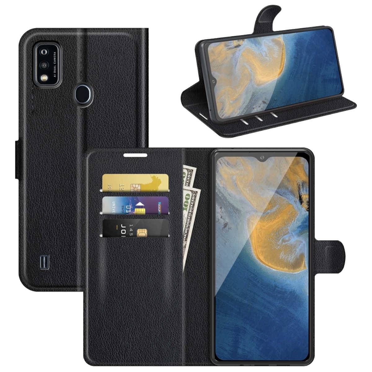 Für ZTE Blade A51 Handy Tasche Wallet Premium Schwarz Schutz Hülle Case Cover Etuis Neu Zubehör