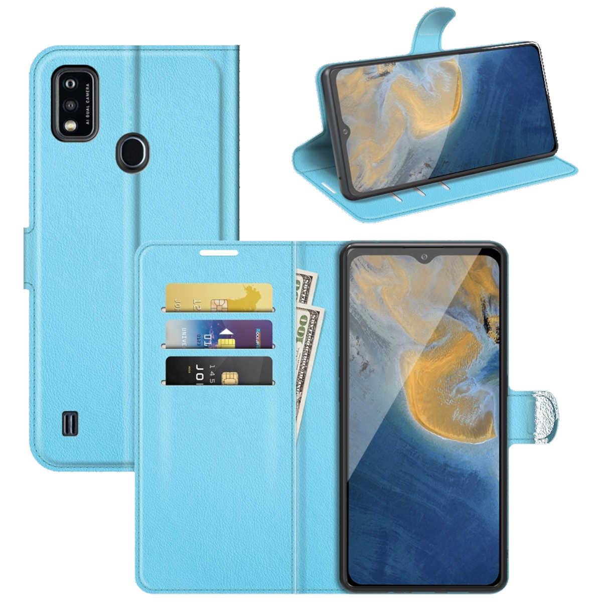 Für ZTE Blade A51 Handy Tasche Wallet Premium Blau Schutz Hülle Case Cover Etuis Neu Zubehör