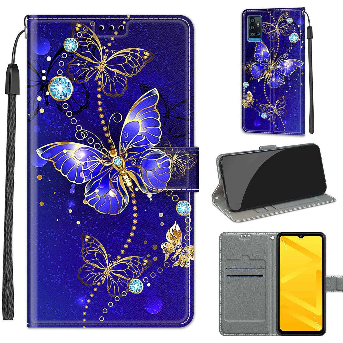 Für ZTE Blade A71 Kunstleder Handy Tasche Book Motiv 6 Schutz Hülle Case Cover Etui Neu