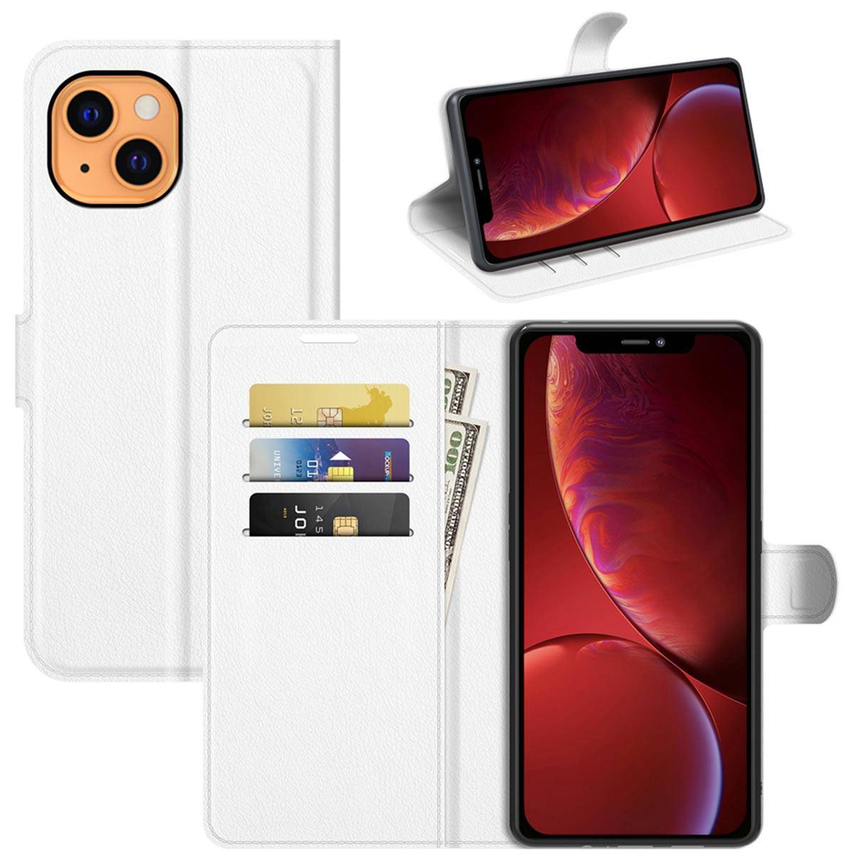 Für Apple iPhone 13 Handy Tasche Wallet Premium Weiß Schutz Hülle Case Cover Etuis Neu Zubehör